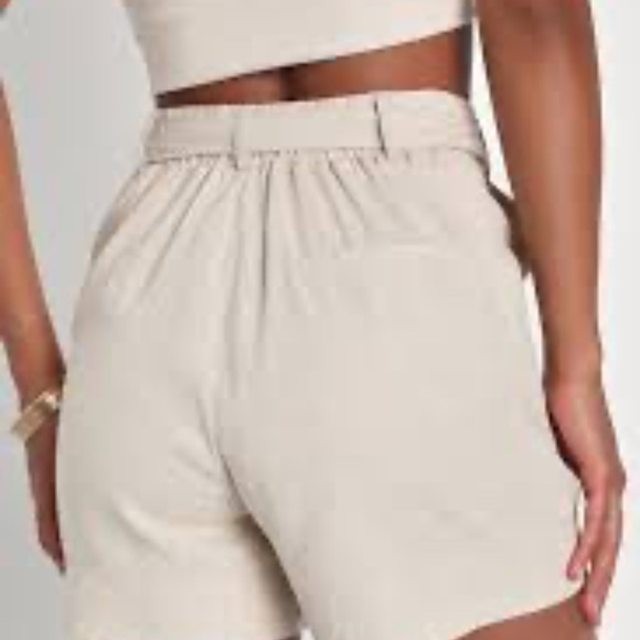 FRNCH Paris Millena Paper Bag Waist Shorts Sz L Cream Cotton NWT - Picture 2 of 14